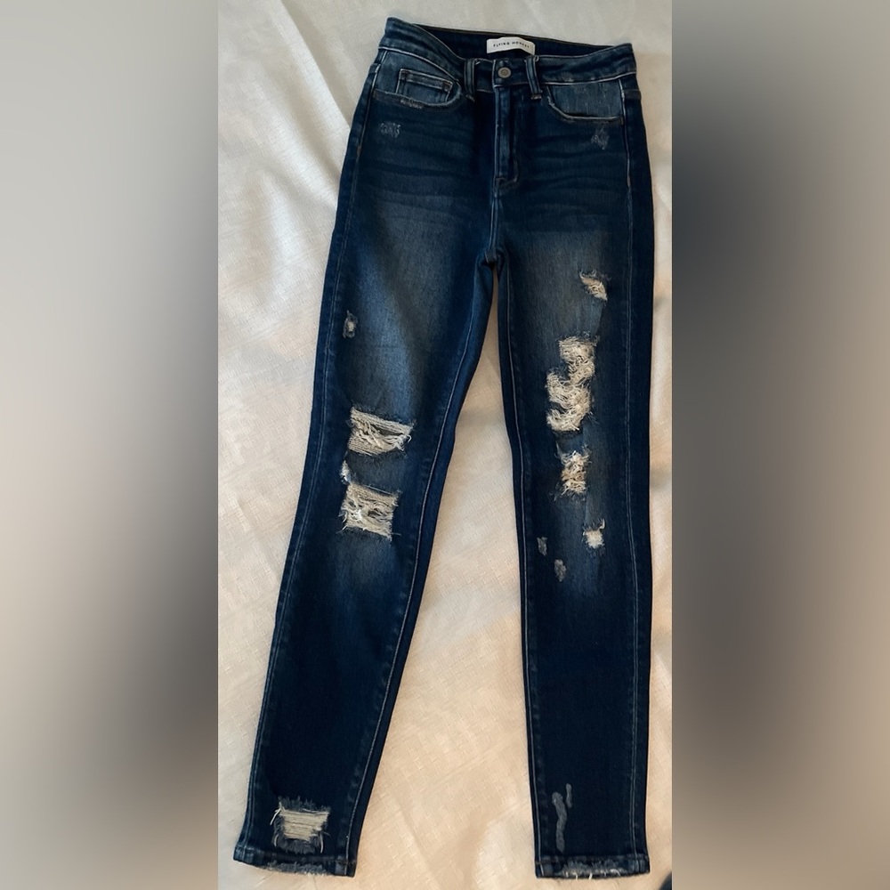 Flying Monkey Dark Blue Distressed Skinny Jeans